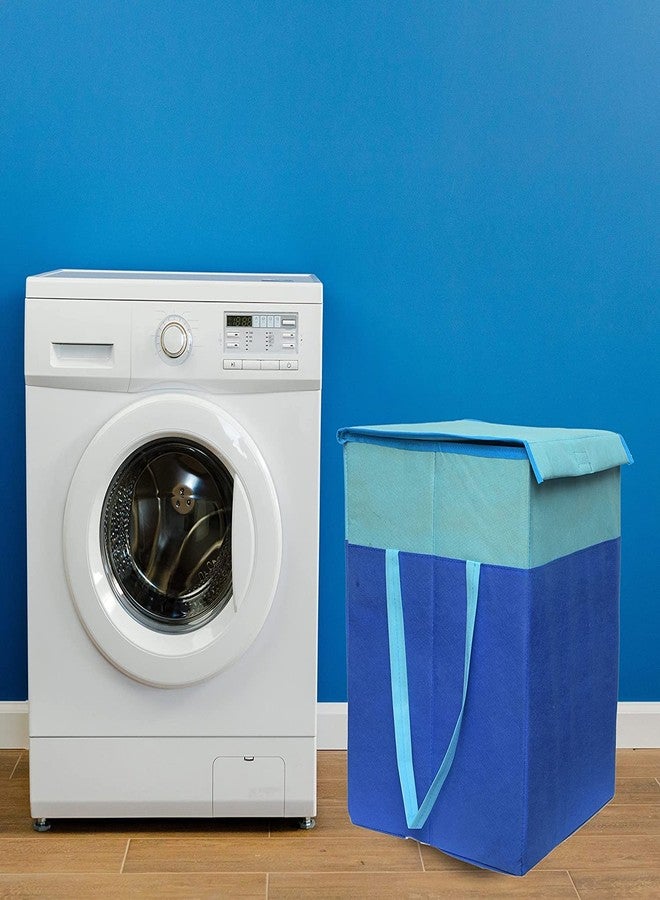 ABBASI Large Laundry Bag 75L Durable and Collapsible Foldable Laundry Basket with Lid Storage Bag with Side Handles for Clothes & Toys Bedroom Kids Room & Bathroom (Pack of 2, Sky Blue & Blue) - Image 5